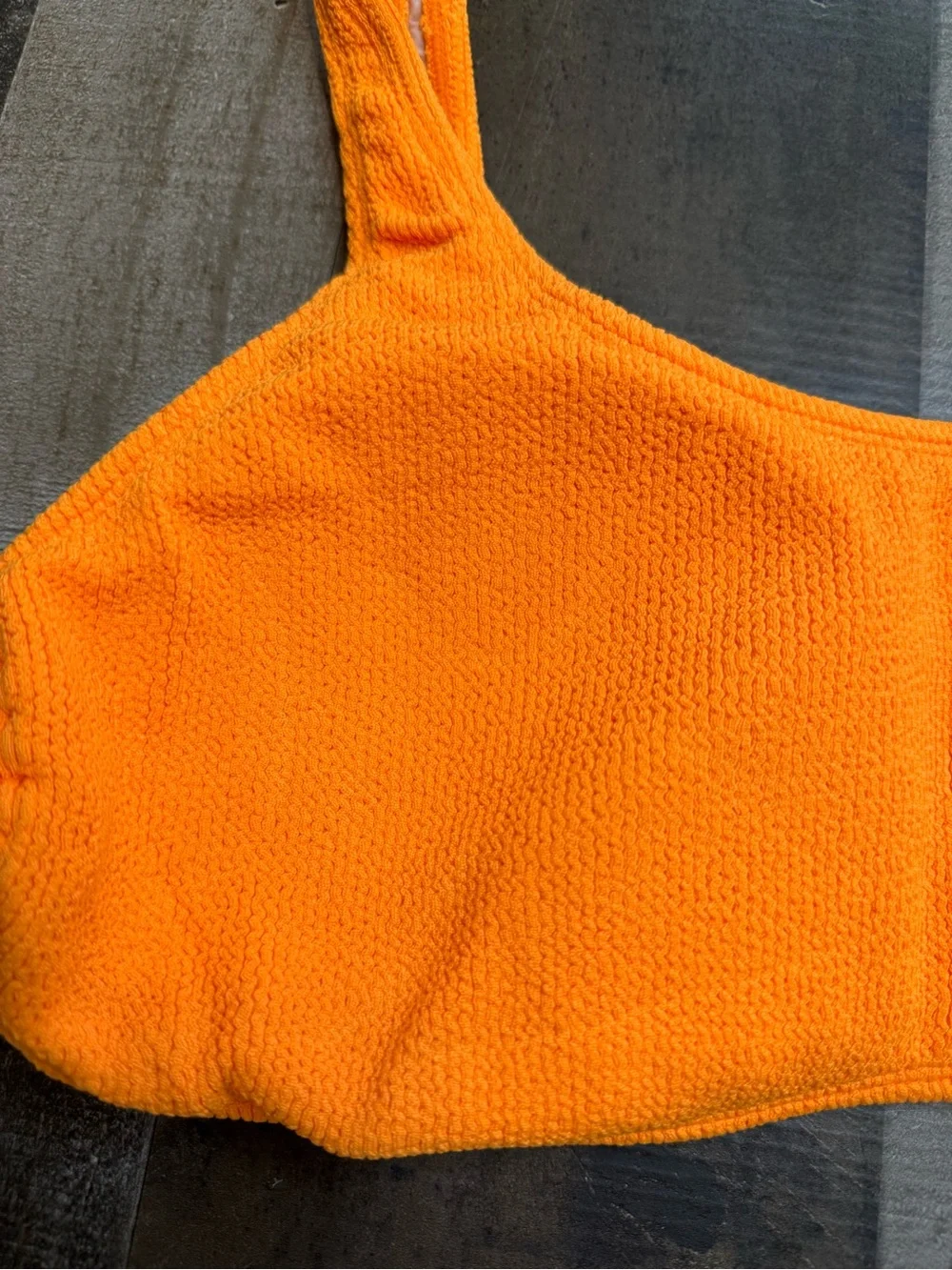 Pilyq Papaya Reef-Side Ring  Halter Orange Ribbed Scoop Bandeau Top size D